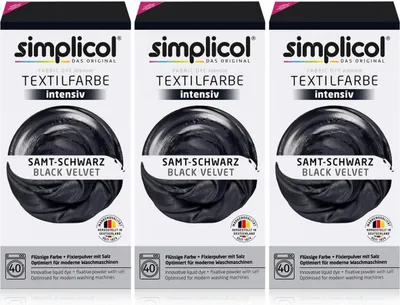 Produktbild von Simplicol Textilfarbe intensiv Samt-Schwarz - Einfaches Färben (3er Pack)
