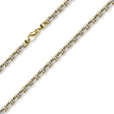 Produktbild von 5,5mm Kette Collier Rundankerkette 585 Gold Gelbgold & Weißgold 60cm Goldkette