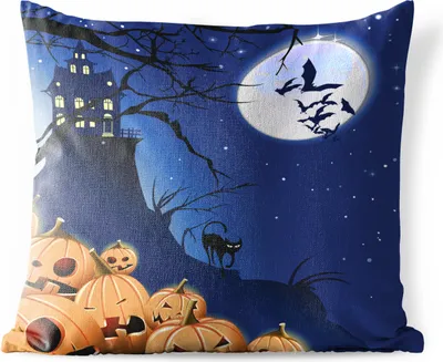 Produktbild von MuchoWow® Outdoor Kissen - Eine Halloween-Nacht in einer Illustration - 60x60 cm - Wetterfest - Lounge Kissen - Dekoration - Schlaf Kissen