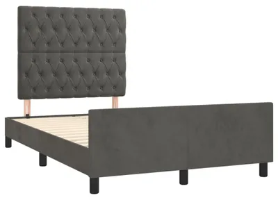 Imagen del producto de Estructura de cama sin colchón terciopelo gris oscuro 120x200cm
