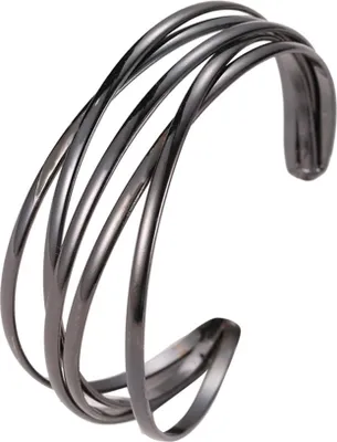 Produktbild von Mode Frauen Multilayer Kreuz Armreif Offene Manschette Handgelenk Schmuck Geschenk-Schwarz