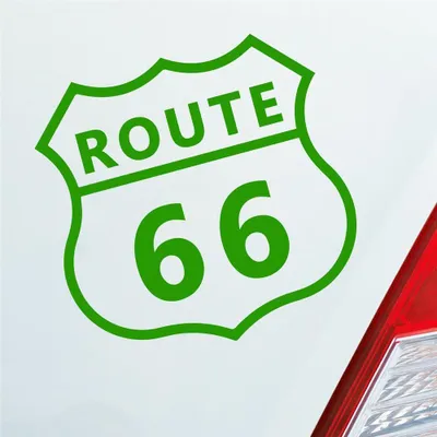 Produktbild von Auto Aufkleber Route 66 USA Bike Harley Motorrad 10x10 cm Hellgrün Sticker Heckscheibenaufkleber