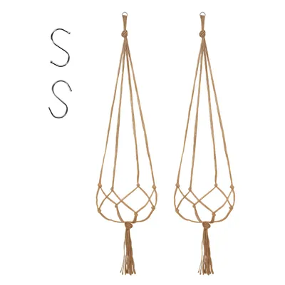 Produktbild von Bamworld Makramee Pflanzenampel – 2er Set 120cm Juteseil, für Innen & Außen, Boho Hängekorb