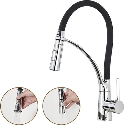Obrázek produktu pro Kuchyňská vodovodní baterie, funkce výsuvného postřiku, otáčení o 360 stupňů, jednopákové ovládání, chrom