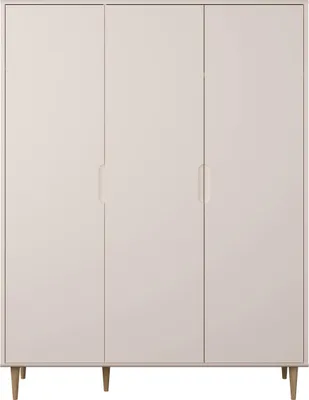 Produktbild von Forte SHERBROOKE Kleiderschrank 150 160, Skandi-Stil, leichte Montage dank EasyKlix by Forte, 3 Türen, hohe Füße, Holzwerkstoff, Kaschmir Beige , 154,2 cm breit x 201,8 cm hoch x 52,2 cm tief