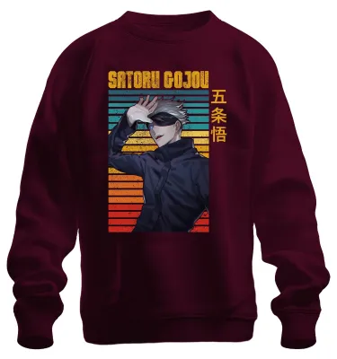 Immagine prodotto di SATORU GOJOU Jujutsu Kaisen Blindfold Anime Gift Retro Unisex Felpa Pullover, Borgogna, XXL