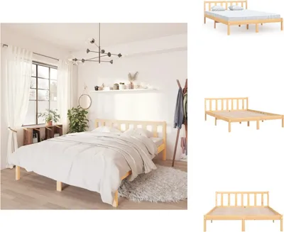 Produktbild von vidaXL Massivholzbett Kiefernholz 160x200 cm -  Betten & Bettgestelle
