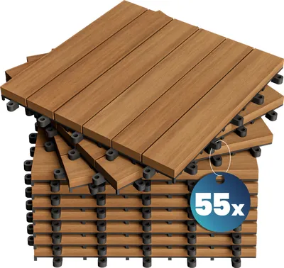 Produktbild von CASARIA® Holzfliesen FSC®-zertifiziertes Akazienholz 5m² Fliese 30x30cm Klicksystem zuschneidbar Terrassenfliese Balkon
