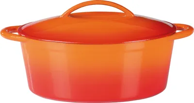 Produktbild von Gsw Bräter Gusseisen Orange Shadow, oval, 33 x 25 cm, ca. 7 Liter, ca. 8,5 kg, backofengeeignet bis 240°C, spülmaschinengeeignet, mit Dunstzapfen im Deckel, für alle Herdarten (Induktion)