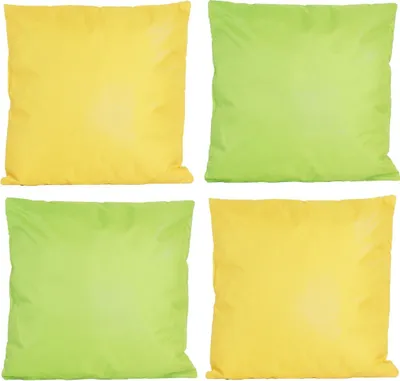 Produktbild von JACK 4x Outdoor Lounge Kissen 45x45cm viele Farben Dekokissen inkl. Füllung Wasserfest Sitzkissen Garten Stuhl, Farbe:2x Gelb - 2x Grün