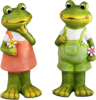 Produktbild von 2er Set Dekofiguren Frösche Gartenzeit H. 19cm grün aus Keramik Formano S26