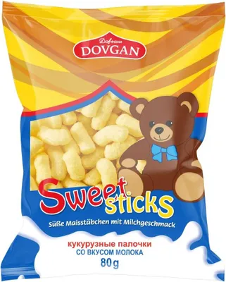 Produktbild von DOVGAN "Sweet Sticks" Süße Maisstäbchen mit Milchgeschmack 80g