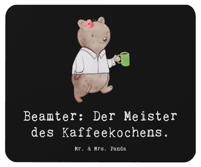 Produktbild von Mr. & Mrs. Panda Mauspad Beamter Kaffeemeister - Schwarz - Geschenk, Mouse Pad, Berufsgruppe, laptop, Spaß, mousepad, kreative Geschenke, Spruch, Beruf, pc, Geburtstage