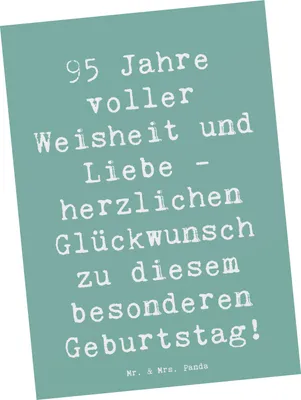 Produktbild von Mr. & Mrs. Panda Postkarte Spruch 95. Geburtstag Weisheit Liebe - Meeresbrise - Geschenk, Lebensweisheiten, Feier, Ansichtskarte, Erinnerungen, handgefertigte Geschenke