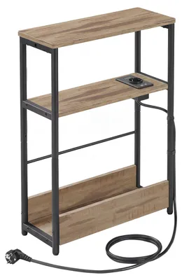 Produktbild von VASAGLE Beistelltisch mit Ladefunktion, 3 Ebenen, für Wohnzimmer, Schlafzimmer, Arbeitszimmer, Milchkaffeebraun
