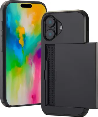 Image de imoshion Coque arrière avec porte-cartes pour l'Apple iPhone 16 - Noir