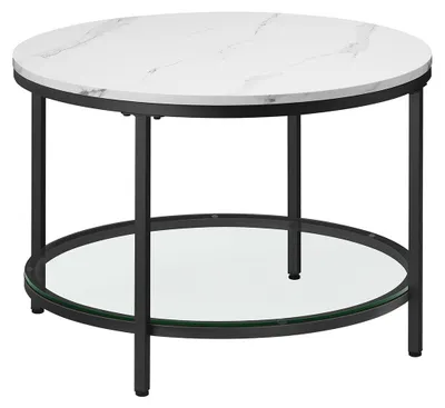 Obrázek produktu pro Konferenční stolek – Deska z tvrzeného skla – bílá a černá – 65 x 46 cm