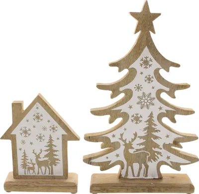 Produktbild von Weihnachtsdeko 'Tanne & Haus', 2er Set