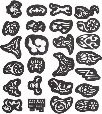 Produktbild von Tattoo Stencils 25 Stück Farben Schnittmuster für Haarstyling
