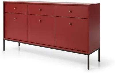 Produktbild von Easy4You Kommode M1 Kastanienbraun 154x83x39 cm (B x H x T) mit 3 Schubladen und 3 Türen Sideboard Ideal für Wohnzimmer, Schlafzimmer Moderne Elegante Schubladenschrank mit Schwarzer Metallfuß
