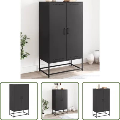 Produktbild von The Living Store Highboard Schwarz 68,5x38,5x123,5 cm Stahl