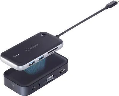 Image de Renkforce RF-4499450 Mini-station d'accueil USB-C Convient pour marque : Universal Transmission d'images sans fil, lecteur de cartes intégré (RF-4499450)