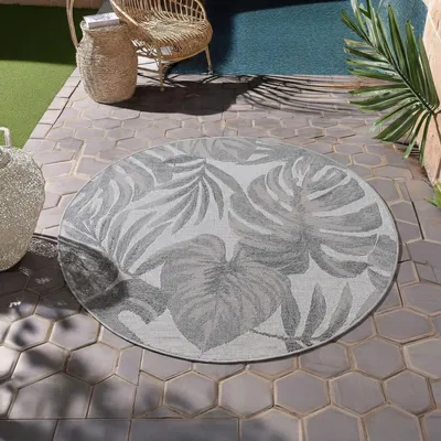 Produktbild von Homebyhome Outdoor Teppich Wetterfest & UV-beständig, ideal für Küche, Balkon, Terrasse, Garten, Wohnzimmer, Grösse: 160 cm Rund
