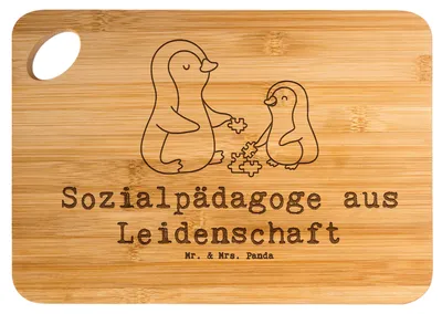 Produktbild von Mr. & Mrs. Panda Frühstücksbrett Sozialpädagoge Leidenschaft - Transparent - Geschenk, Holzbrett, vesperbrett, Brett, holzschneidebrett, Schneidebrett