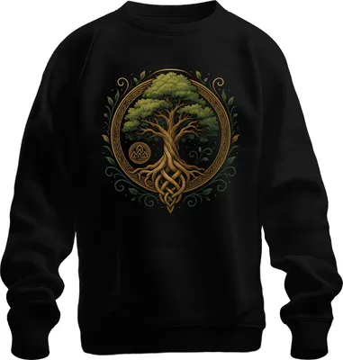 Immagine prodotto di celtic tree of life yggdrasil viking valhalla nordic unisex felpa pullover, nero, XL
