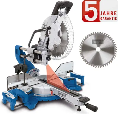 Immagine prodotto di Troncatrice Scheppach HM305SL con laser | altezza di taglio max 180 mm | lunghezza di taglio 340 mm | prolunga a tromboncino 48° inclinabile su entrambi i lati e avviamento dolce