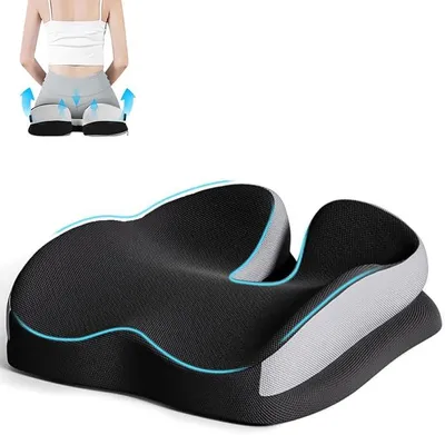 Produktbild von PolkaHome® Ergonomisches Sitzkissen für Bürostuhl, Memory Foam Stützkissen, Orthopädisches Kissen zur Druckentlastung für Hüfte,