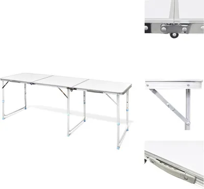 Produktbild von Campingtisch zusammenklappbar höhenverstellbar Aluminium 180 x 60 cm - Campingmöbel