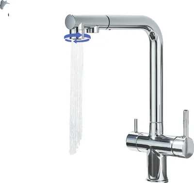 Obrázek produktu pro Kuchyňská vodovodní baterie, dvojitá rukojeť, teplá a studená voda, chrom