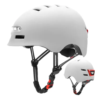 Image de Casque pour velo avec lumiere electrique intelligente securisee et confortable Blanc