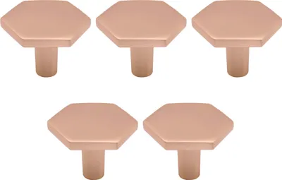 Immagine prodotto di Natural Goods Berlin Maniglia per mobili HEXAGON, pomello per mobili, maniglia per armadio, pomello per cassetti e porte, rosa, 5 pezzi