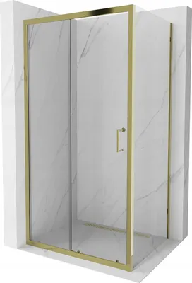 Produktbild von Mexen Apia ausziehbare Duschabtrennung 120 x 90 cm, Transparent, Gold - 840-120-090-50-00