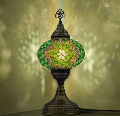 Produktbild von Mozaiek Tischlampe, handgefertigt, orientalische Nachtlampe, marokkanische Dekoration für Schlafzimmer und Büro, Geschenkidee