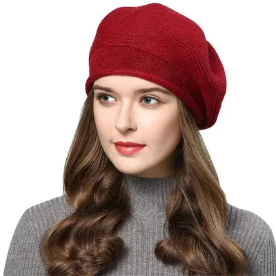 Zdjęcie produktu dla Czapka typu "barett" dla kobiet, elegancka zimowa czapka dzianinowa
