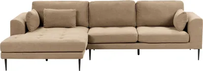 Produktbild von BELIANI Ecksofa Hellbraun Stoff L-förmig 3-Sitzer Sofa Linksseitig mit Losen Kissen Schwarzen Metallfüßen Wohnzimmermöbel Modern Wohnecke Sitzecke