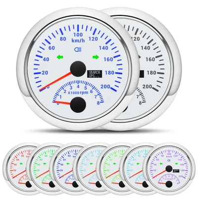 Obrázek produktu pro 85mm GPS rychloměr 0-200 km/h s otáčkoměrem a 7barevným LED displejem