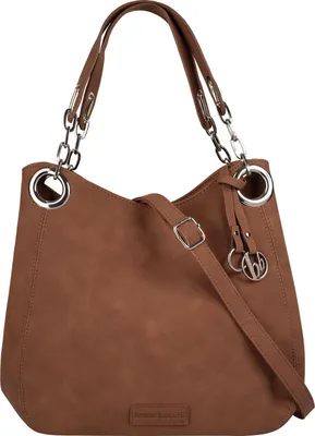 A studio shot of a brown handbag.