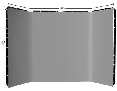 Immagine prodotto di Supporto per sfondo fotografico, tessuto in mussola resistente, design monocolore, 240x400 cm, grigio