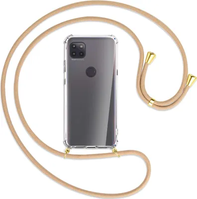 Produktbild von Handykette Backcover-Schutzhülle mit Band (Metall goldfarben) für Motorola Moto G 5G - beige