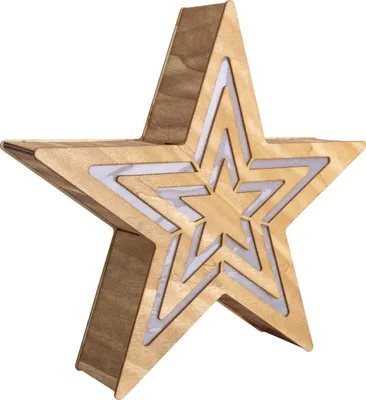 Produktbild von Weihnachtsstern Beleuchtet Holz Stern LED Weihnachtsbeleuchtung Timer 5287427