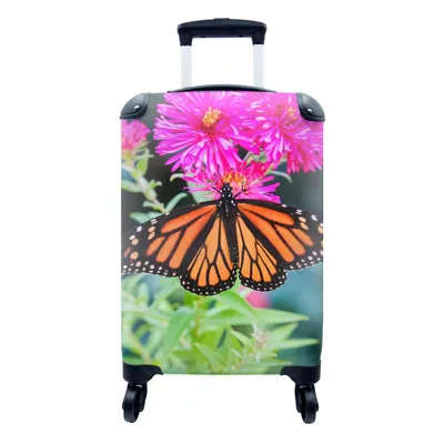 Produktbild von MuchoWow® Koffer Handgepäck Trolley Rollkoffer Kleine Reisekoffer mit 4 Rollen - Schmetterling - Botanisch - Blume - Cabin Size < 55x40x23 cm & 55x40x20 cm - Fotokoffer - Kabinenkoffer - Boardgepäck - Reise-Box - Reisekoffer - Reisegepäck - Koffer mit Bild - Trolley für Kinder