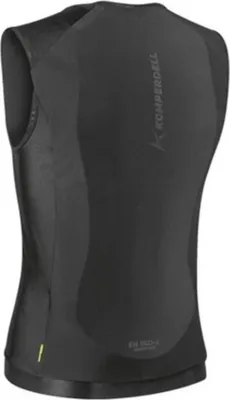 A black sleeveless vest for women, shown from the back.