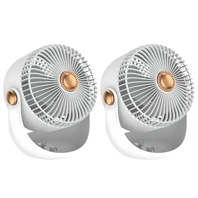 Produktbild von 2x Tischventilator Wand/Deckenmontage für Zuhause/Büro wiederaufladbar mit 2400 mAh 3 Geschwindigkeitsstufen kompatibel mit Aromatherapie-Tabletten