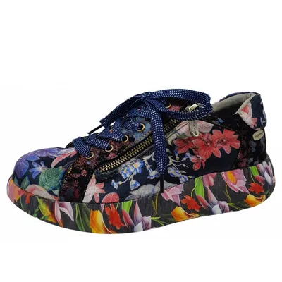Produktbild von LAURA VITA Sneaker Nikito 44 schwarz multi-bunt Ledertextilmix mit bedruckter Plateausohle und herausnehmbarer Lederinnensohle, Weite G, Größe 38 EU
