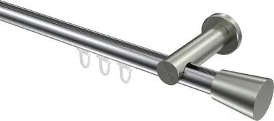 Produktbild von Interdeco Innenlaufstange / Gardinenstange mit Innenlauf Chrom / Edelstahl-Optik, Typ Platon Sitra (Konus), 20 mm Ø 1-läufig, 320 cm