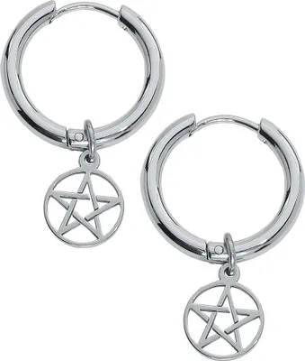Produktbild von etNox Ohrring Damen Creole Pentagramm silberfarben Standard